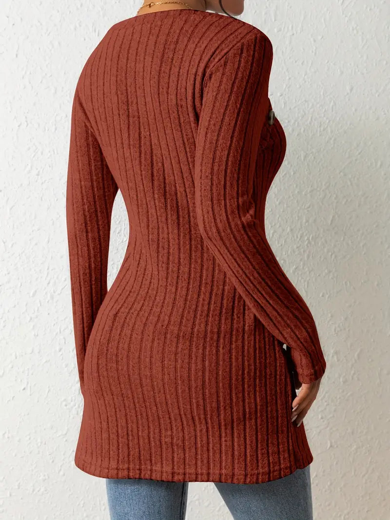 Jasmine™ - Asymmetric Top with Buttons and Ribs