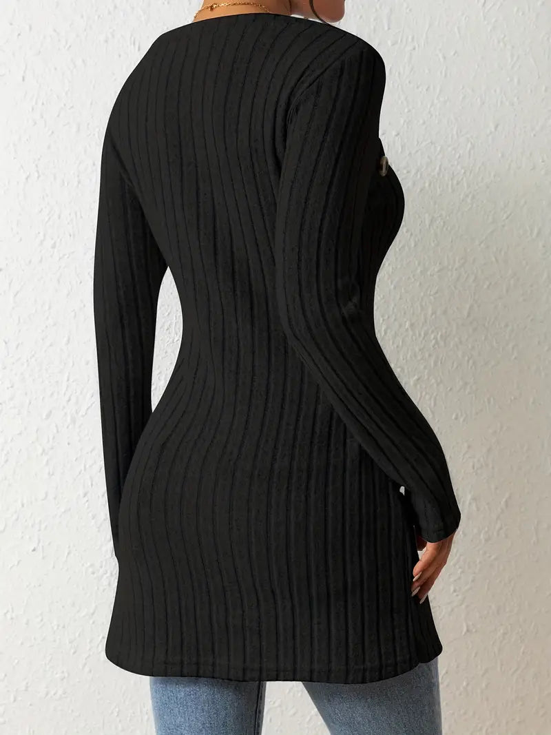 Jasmine™ - Asymmetric Top with Buttons and Ribs