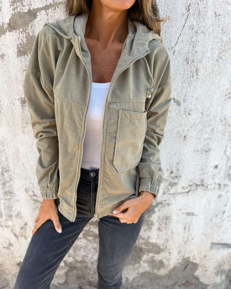 Ella – Corduroy Zip-Up Hoodie Jacket