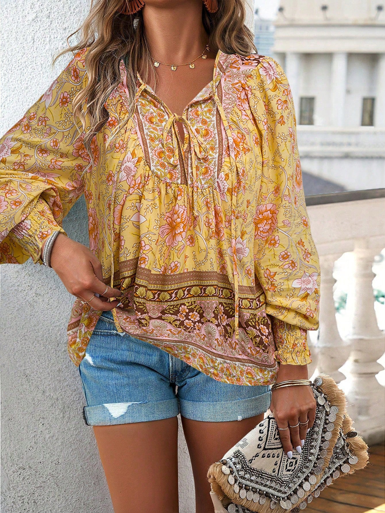 Bernice™ – Boho Floral Tunic Top