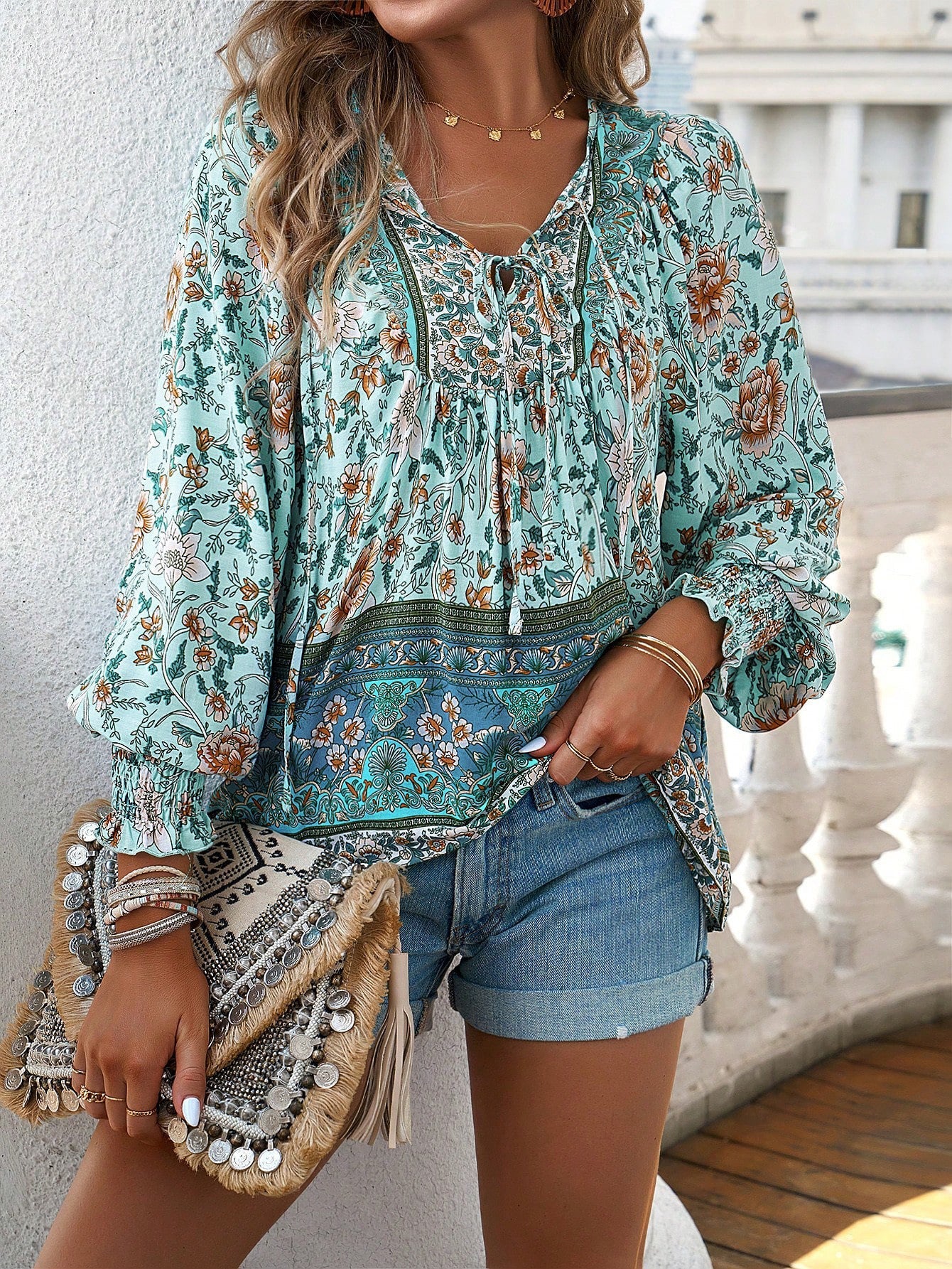 Bernice™ – Boho Floral Tunic Top